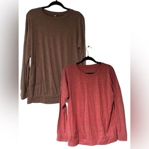 Bundle of 2 lightweight cotton sweaters in red and brown women’s size medium